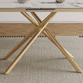 thumbnail image 4 of 59-inch Modern rectangle Expandable Dining Table with Retractable Leaf, Sintered Stone Top & Golden Carbon Steel X-Base, Sturdy 4-6 Person Table for Small Apartments, Kitchen, Dining Room, 4 of 10