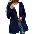 thumbnail image 2 of Warop Womens Lightweight Hooded Waterproof Active Outdoor Rain Jacket Solid Color Long Raincoat with Pocket, 2 of 7