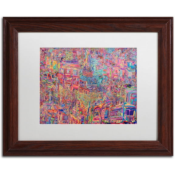 Trademark Fine Art "City" Canvas Art by Josh Byer, White Matte, Wood Frame