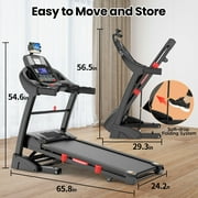 10MPH Folding Treadmill w/ 15% Auto Incline, 300lb Capacity, Treadmill for Home Portable Foldable Exercise Equipment Running Walking Machine, APP Control, 64 Programs, HiFi Bluetooth Speakers