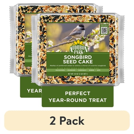 (2 pack) Audubon Park Songbird Seed Cake Wild Bird Food, 32 oz.