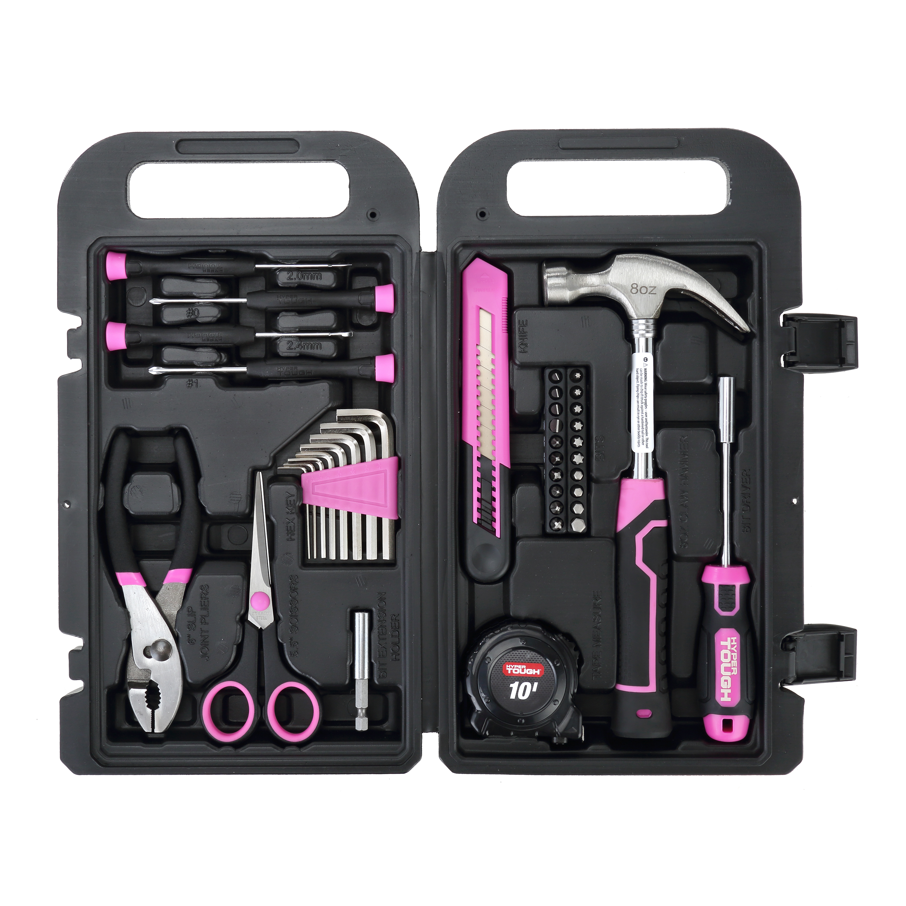 Kit de herramientas para hogar Hyper Tough de 40 piezas color rosa 6