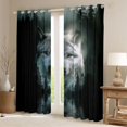 thumbnail image 2 of Castle Fairy Woodland Wildlife Wolf Blackout Curtains Set of 2 (52x84 Each) for Teens Adults,Black Grey Window Curtains,Jungle Animal Curtains and Drapes,Ultra Soft Home Decor, 2 of 6