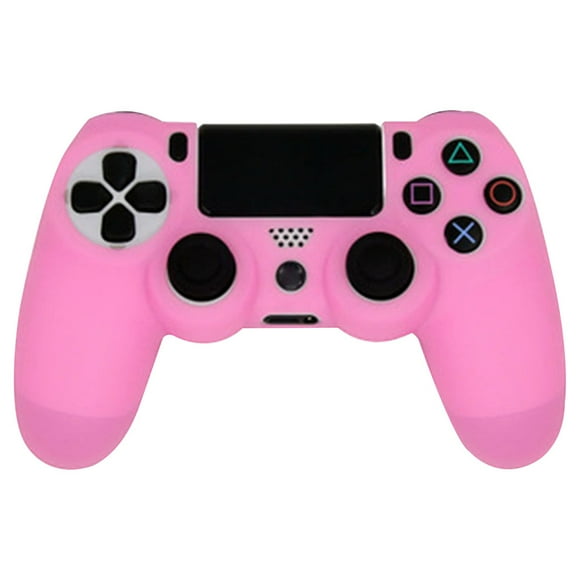 YUNDAP Étui de Protection pour Manette avec Prise, Ensemble de Coque en Gel de Silicone Souple et Caoutchouc et Capuchons Antidérapants pour Sticks de Pouce pour Playstation 4 Manette de Jeu Manette Rose