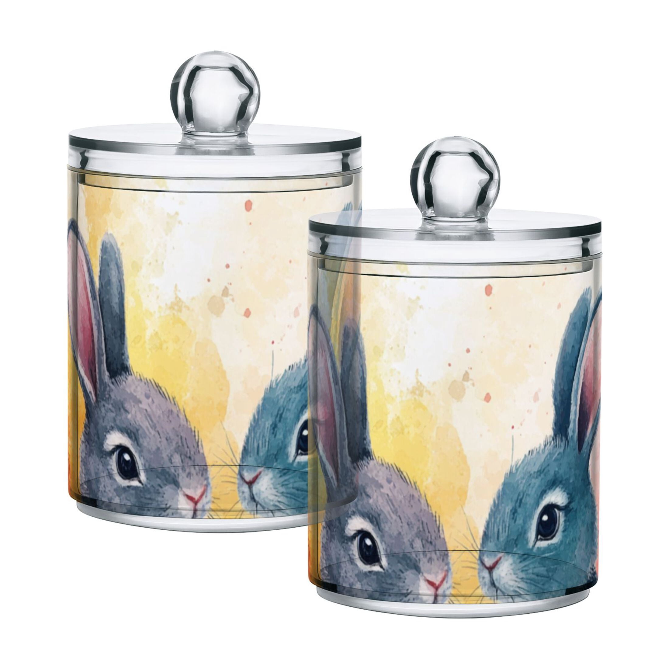 Ckdifva Easter Eggs Bunnies Leaves Storage Jar with Lid Acrylic Organization Storage Containers Set of 4