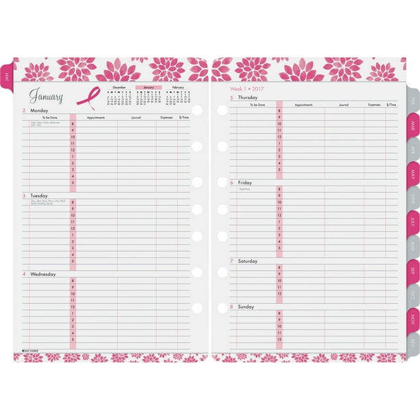 DayTimer Pink Ribbon 2PPW Planner Refill