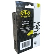 Athletic Works Pea-less Coaches Whistle, Adjustable Cord, Black, Yellow, Plastic, 2 Pack