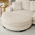thumbnail image 6 of 110.3" Modular Sectional Sofa, Corduroy L-Shaped Couch with Arc-Shaped Footstool, Cloud Sectional Couch with Pillows for Living Room, Beige, 6 of 9