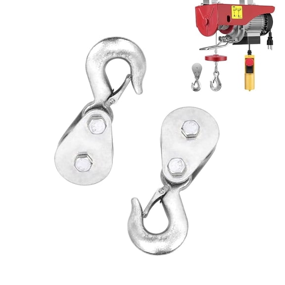 RULLINE Pulley Hook (1Tons/2,200 LBS) Snatch Block with Hook Heavy Duty Pulley Lifting Block Hoist with Hook for 3/8 inch Cable High Strength Steel Single Wheel Rope Bearing Winch Block