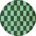 thumbnail image 1 of Ahgly Company Machine Washable Indoor Round Checkered Turquoise Blue Modern Area Rugs, 3' Round, 1 of 4