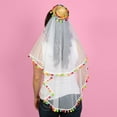 thumbnail image 5 of Jesscasday CincoDeMayo Party Hat for Women Traditional Mini Mexican Hat Sombrero Straw Hat with Bridal Veil Beach-Party Supplies, 5 of 9