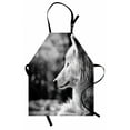 thumbnail image 1 of Wolf Apron Animal Profile Portrait in the Nature Wildlife Carnivore Greyscale Canine Photography, Unisex Kitchen Bib Apron with Adjustable Neck for Cooking Baking Gardening, Pale Grey, by Ambesonne, 1 of 3