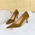 thumbnail image 3 of Zapatos de tacón alto de copa de vino sencillos y versátiles de moda de primavera y otoño, zapatos de mujer de boca baja con punta de seda y tacón medio, 3 of 5