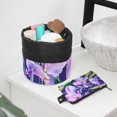 thumbnail image 6 of PhooArto Travel Cosmetic Bags Barrel Makeup Bag, Multifunctional Toiletry Bucket Bags Round Organizer Storage Pocket, Purple Orchid Pattern, 6 of 6