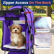 BestPet Pet Stroller Cat Dog Cage Stroller Travel Folding Carrier, Purple, 4 Wheels