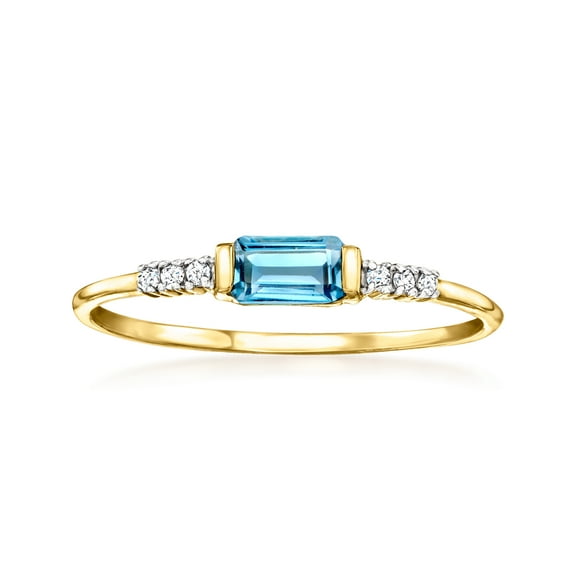 Pure Collection by Ross-Simons 0.30 Carat London Blue Topaz Ring With Diamonds in 14kt Yellow Gold, Women's, Adult