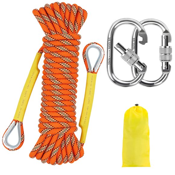 Cuerda de escalada NTR naranja/negro/azul, 8 mm, estática, 10 m a 50 m, con ganchos