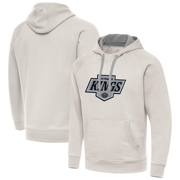 Men's Antigua Cream Los Angeles Kings Big Logo Victory Pullover Hoodie