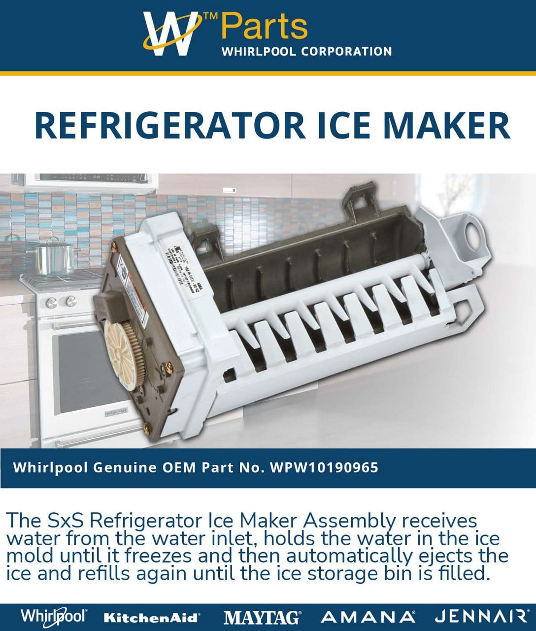 Whirlpool WPW10190965 Original Genuine OEM SxS Refrigerator Ice Maker Assembly