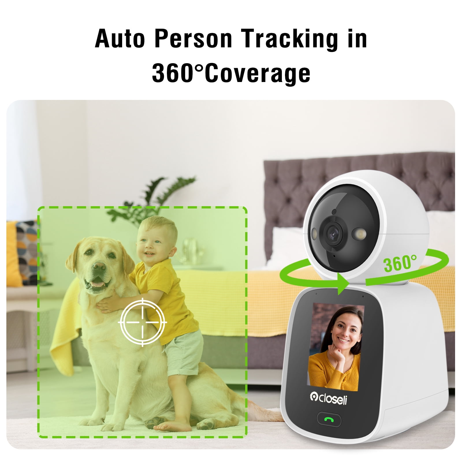 5MP Home Indoor WiFi Security Camera,Closeli CL200 Two-Way Talk Pet Camera with Night Vision AI Motion/Human/Sound Detection.