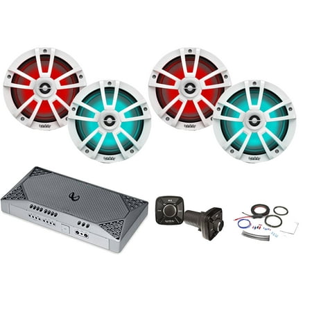 Infinity Marine Speakers - Infinity 4-Channel Compact Marine Amplifier, Pre-Amp Bluetooth Controller, 4x Infinity 8