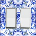 thumbnail image 1 of Metal Light Switch Plate Cover Mandala Blue White Flower Tile Pattern MDL089, 1 of 13