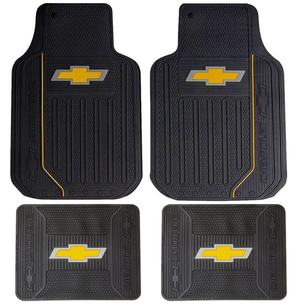 NEW 4 piece Bowtie Elite logo Front Rear Rubber Floor mats set for Chevy Chevrolet Car Truck SUV