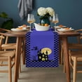 thumbnail image 2 of Halloween Night Table Runner - 108 Inch Long, Kitchen Dining Table Runner Dresser Scarves, Horror Castle Witch Evil Pumpkin Purple Plaid Farmhouse Decor for Coffee Tables Wedding Party Banquet, 2 of 8