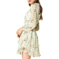 thumbnail image 5 of INSPIRE CHIC Women's Floral Printed Smocked Waist V Neck Long Sleeve Chiffon Dresses XS White, 5 of 8