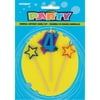 Stars & Number 4 Birthday Candles Set, 4 in, Multicolor, 3pc