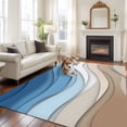 thumbnail image 3 of Blue Brown Washable Living Room Rugs 6'x9', Gradient Abstract Wave Geometric Modern Low Pile Throw Large Area Rug Non-Slip Sturdy Edge Binding Carpet for Dining Room Kitchen Office, 3 of 9