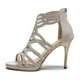 thumbnail image 1 of Sandalias de mujer tacones súper altos gladiador cinturón de tobillo mujer Peep Toe Stiletto Sexy mujer tacones altos ZIP verano tacones altos Woman36 Gao Jinjia LED, 1 of 2