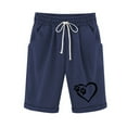 thumbnail image 4 of IROINNID Bermuda Shorts for Women Summer Printed Five Points Large Size Cotton Linen Pants Pants Shorts,Navy, 4 of 6