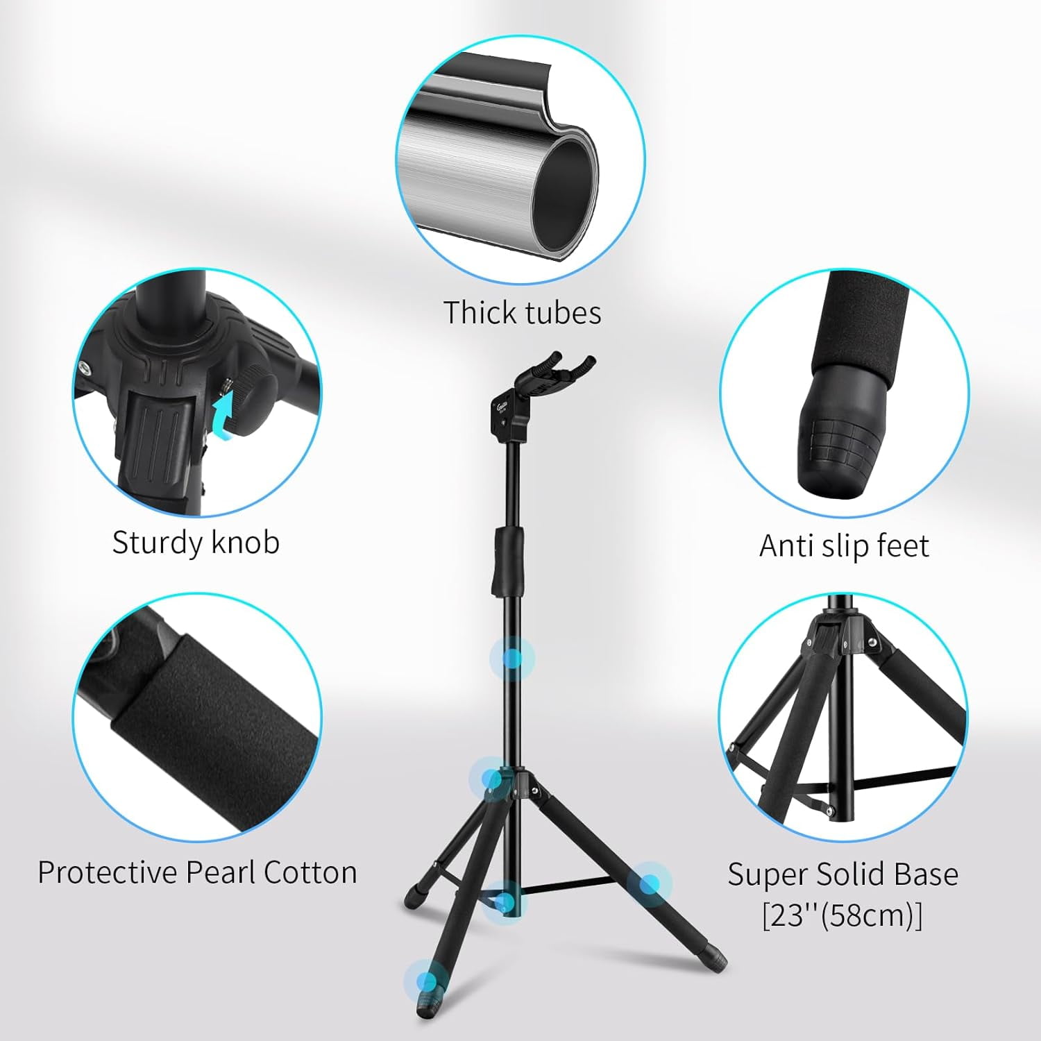 Guitar Stand - Heavy Duty Auto-Lock, Adjustable & Foldable for Acoustic/Electric/Bass (33lbs Capacity), Non-Slip Base, Anti-Rust - Portable for Stage/Travel/Studio GGS-06