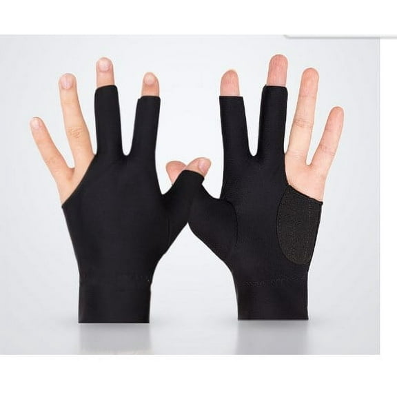 BERTDOMD 2pcs Elastic 3 Fingers Show Gloves for Billiard Shooters Pool Snooker Cue Sport Man Woman Right and Left Hand