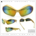 thumbnail image 2 of Womens Trendy Wrap Around Bug Eye Oval Sport Fashion Plastic Sunglasses Gold - Orange Mirror, 2 of 8