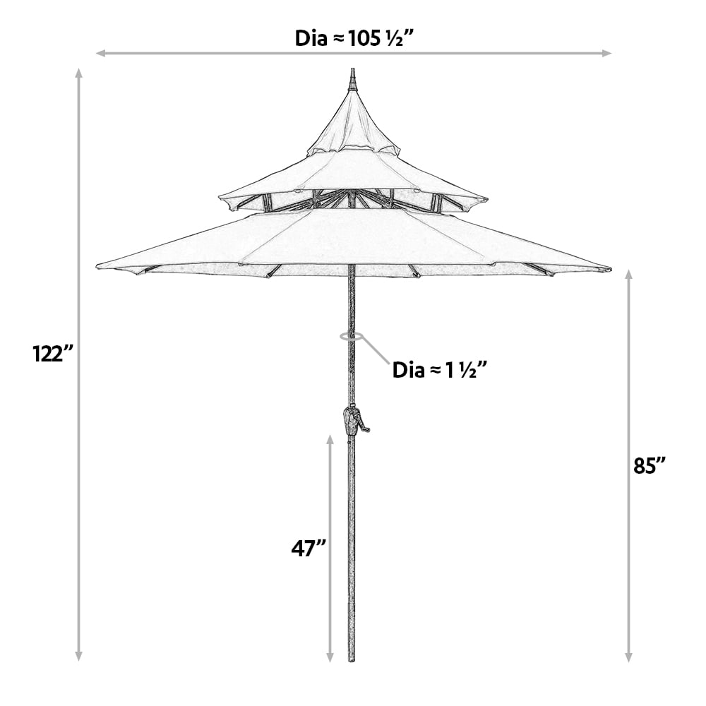Abble 9 Feet Pagoda Patio Umbrella - Aqua