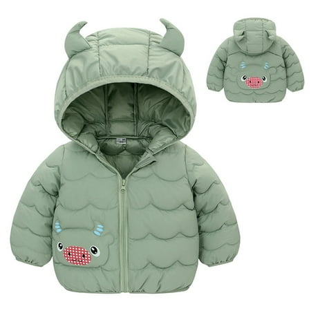 

WZHKSN Sweater For Child Toddler Boys Girls Winter Cartoon Cow Hooded Jacket Thicken Windproof Warm Outwear Coat