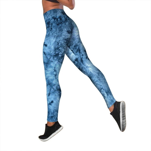 Aayomet Leggings Women's Pants Tummy Print Workout Waist Athletic Workout  Pants High Yoga Control Crazy Yoga Pants (Blue, L) 