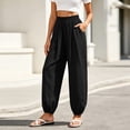 thumbnail image 5 of Joggers for Women Ihhxva Cuffed Ankle Relaxed Fit Jogger Pants Elastic Waist Solid Color Fashion Adjustable with Pockets Athletic Casual Lounge S-2XL, 5 of 9