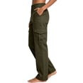 thumbnail image 6 of Women's Soft Fabric Straight Leg Pants with Pockets Mid Elastic Waist, Casual Hiking Jogging Work Outdoor Business Travel, Womens Trousers Loose | VerBelle,Army Green L, 6 of 7
