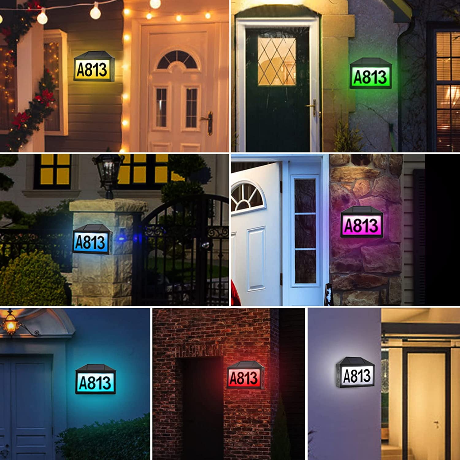 Letour RGB Light Solar Powered LED Illuminated House Number 7