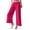 Hot Pink, variant on Women's Casual High Waisted Split Hem Wide Leg Loose Fit Cropped Pants With Cuffed Hem, Size S-XL