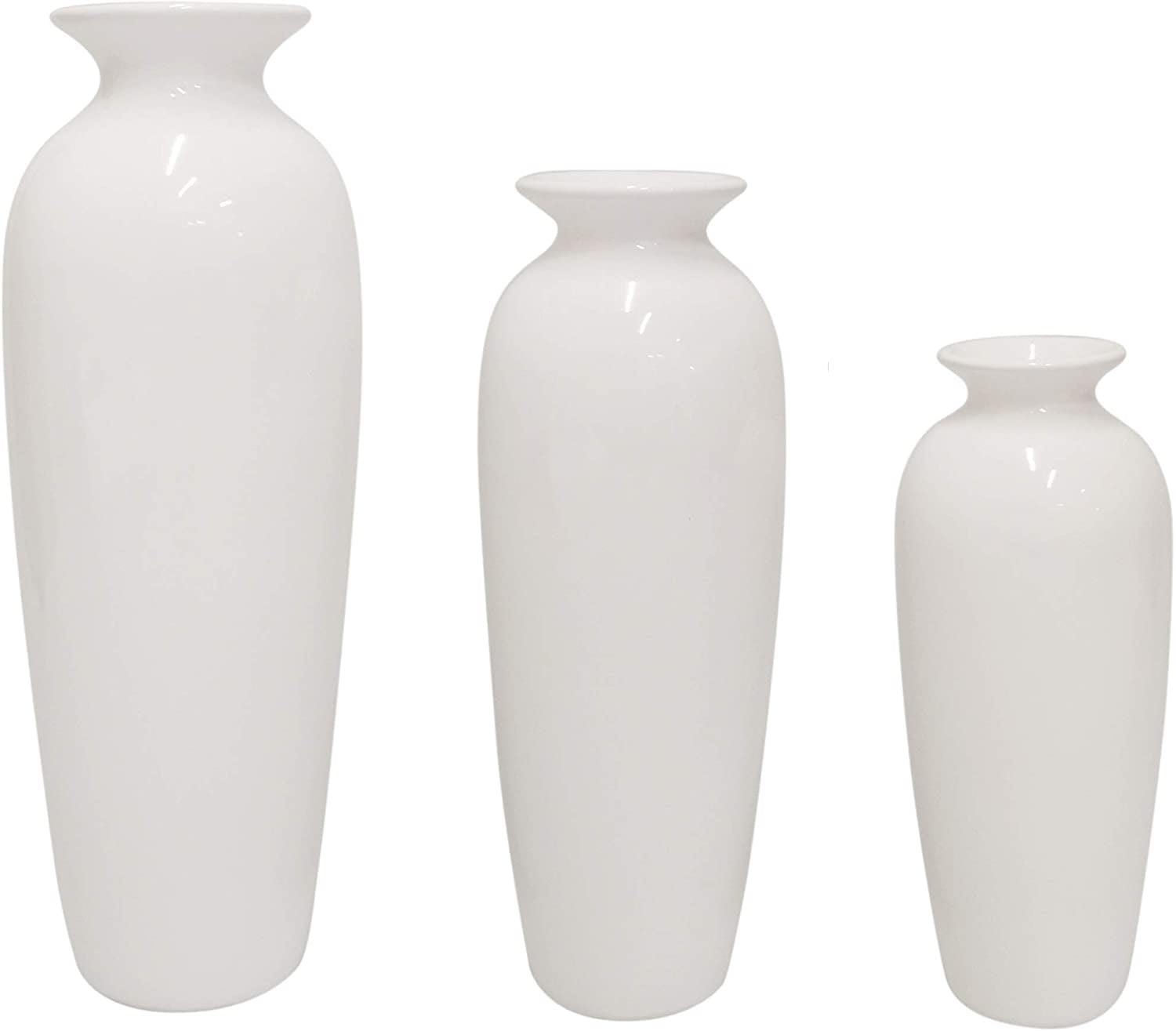 Hosley Set of 3 White Ceramic Honeycomb Vase Tall 12 Inch Medium 10 Inch Short 8 Inch High Each Ideal Gift for Wedding Special Occasion Dried Floral Arrangements Home Office Spa O4