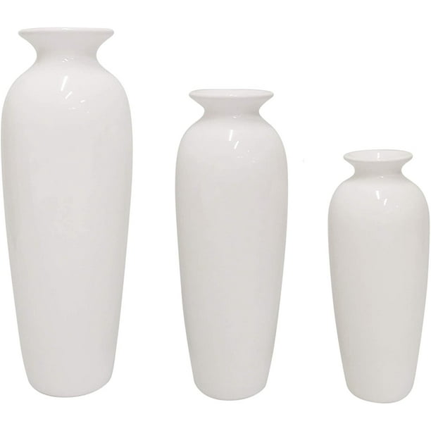 Hosley Set of 3, White Ceramic Vases