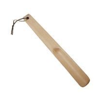 Unique Bargains 1 Pc Long Handle Hangable Shoe Horn for Shoe 11.81"x1.38" Wood Color