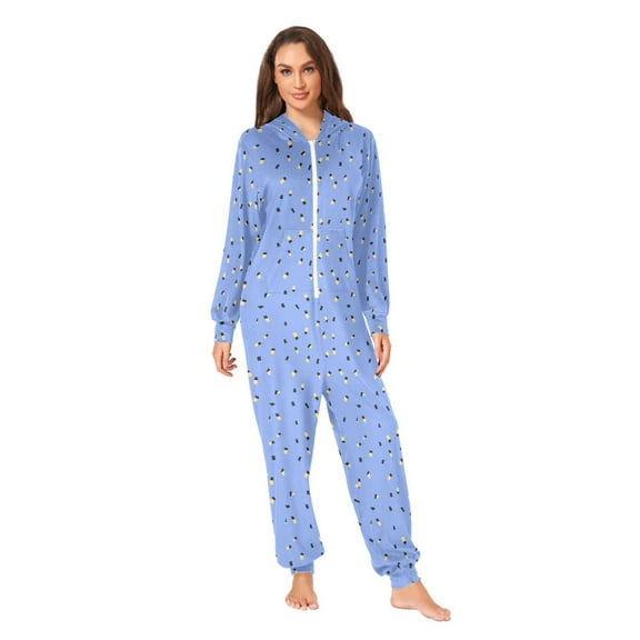Simple Pattern Decoration Adult onesie Pajamas, Crystal Velvet Ultra Soft Warm Jumpsuit for Men and Women