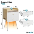 thumbnail image 6 of Pinmoco LED Nightstand with Two Drawers, End Table Bedside Table with Charging Station for Bedroom,White, 6 of 9
