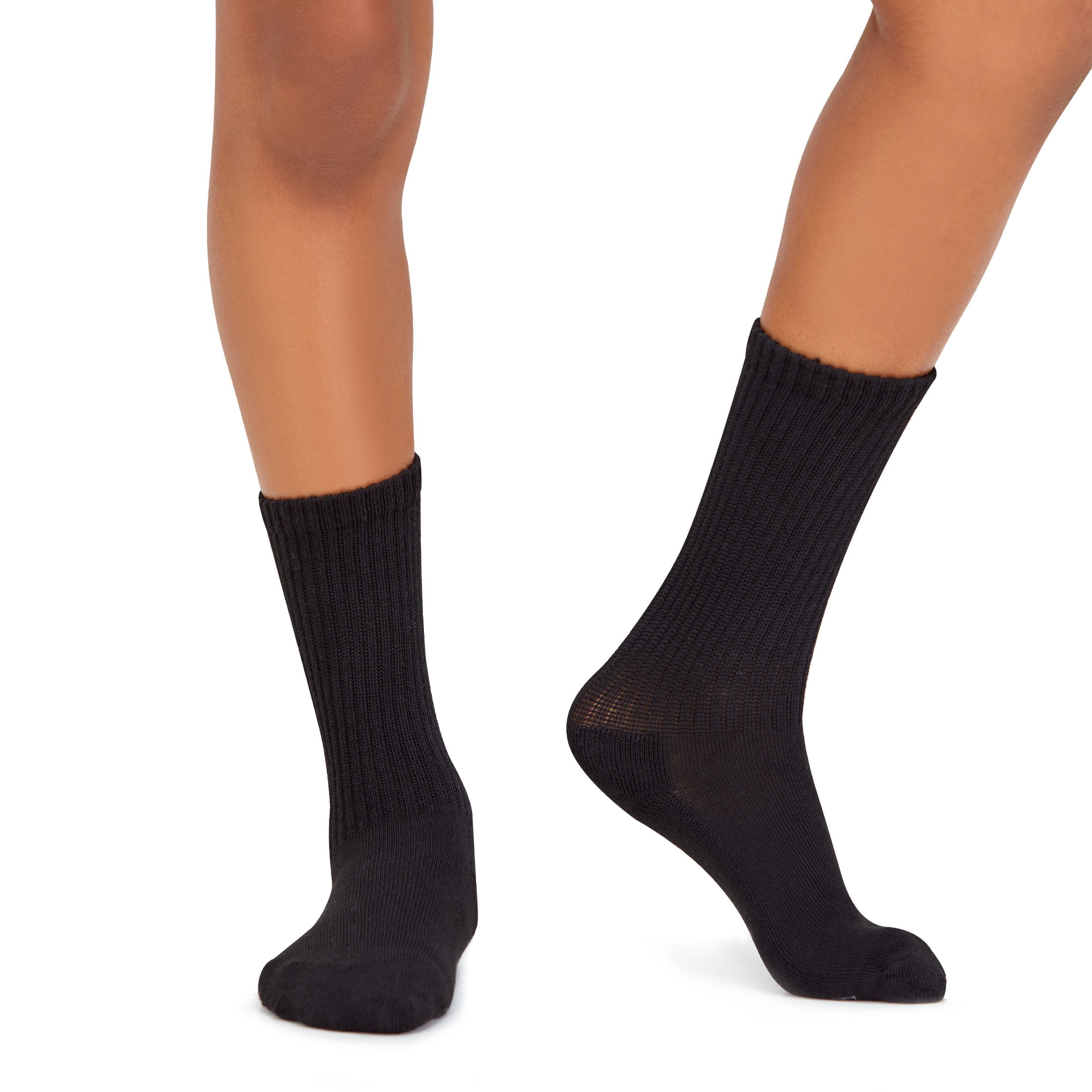 Fruit of the Loom All Day Comfort Girls Crew Socks, Sizes 6-10, 10-Pack