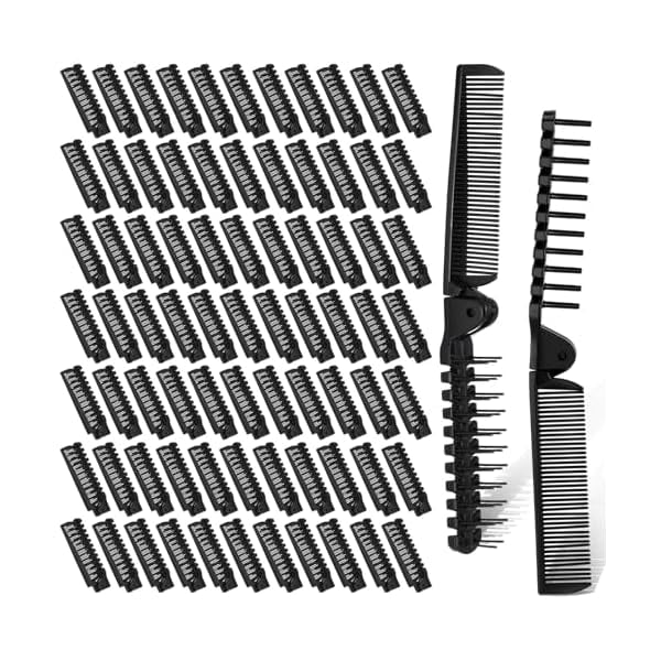 wonim44 Skylety 100 Pcs Portable Travel Hair Comb Brush Double Headed Folding Hair Brush Compact Pocket Comb Wig Styling Tool for Women Men Homeless Home Hotel Nursing Charity Church(Black)